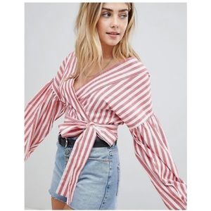 Boohoo stripe tie side top